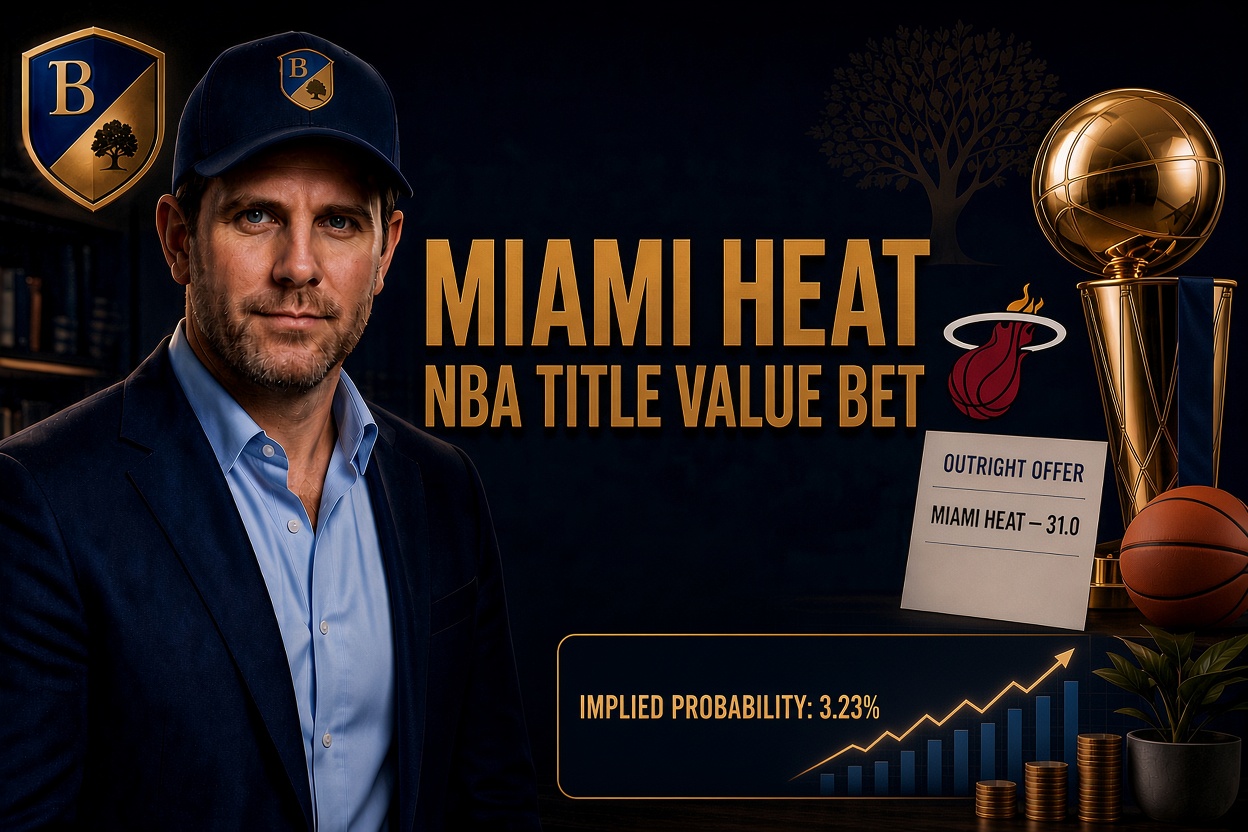 Miami Heat NBA title value bet: outright offer at 31.0, implied probability 3.23%